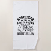 Serviette De Plage Conception de chemise Halloween Fantômes et Gobeli (Devant)