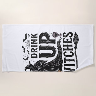 Serviette De Plage Conception de chemise Halloween sorcières buvez vi
