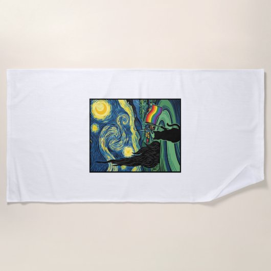 Serviette De Plage Conception de chemise vectorielle de paysage noctu (Devant)