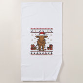 Serviette De Plage Conception de chemise vectorielle de vache de Noël (Devant)