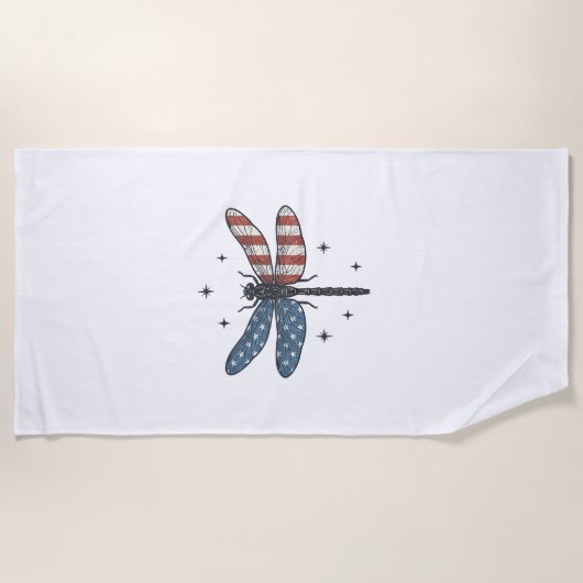 Serviette De Plage Conception de chemise vectorielle libellule patrio (Devant)