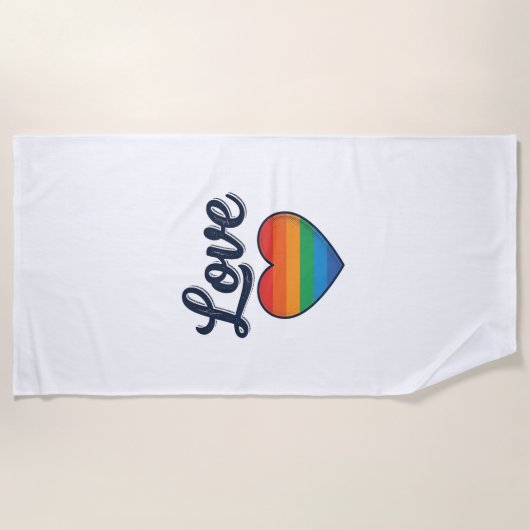 Serviette De Plage Conception de chemise vectorielle Love Rainbow Hea (Devant)