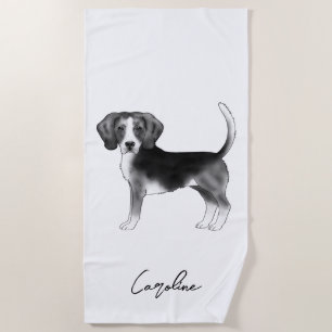 Serviette De Plage Conception de chien Beagle en noir et blanc avec n