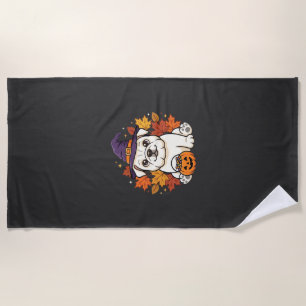 Serviette De Plage Conception de chien de citrouille d'Halloween de B
