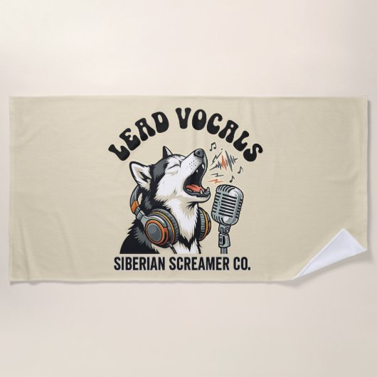 Serviette De Plage Conception de chien drôle vocal principal Husky  (Devant)