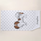 Serviette De Plage Conception de chien Phalène Sable Rouge avec nom p (Devant)