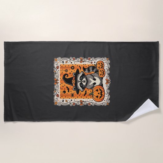 Serviette De Plage Conception de citrouille d'Halloween de raton lave (Devant)