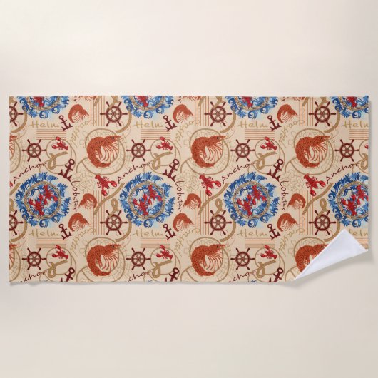 Serviette De Plage Conception de coeur Crustacé (Devant)