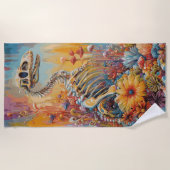 Serviette De Plage Conception de fantaisie florale de squelette de di (Devant)