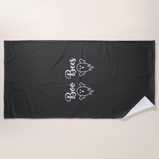 Serviette De Plage Conception de fantôme d'Halloween de Boo Bees (Devant)
