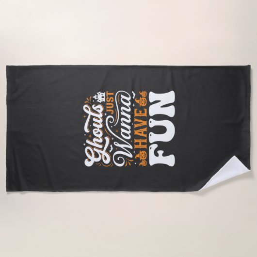 Serviette De Plage Conception de fantômes d'Halloween qui veulent jus (Devant)