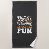Serviette De Plage Conception de fantômes d'Halloween qui veulent jus (Devant)