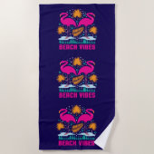 Serviette De Plage Conception de flamants roses de vibes de plage (Devant)