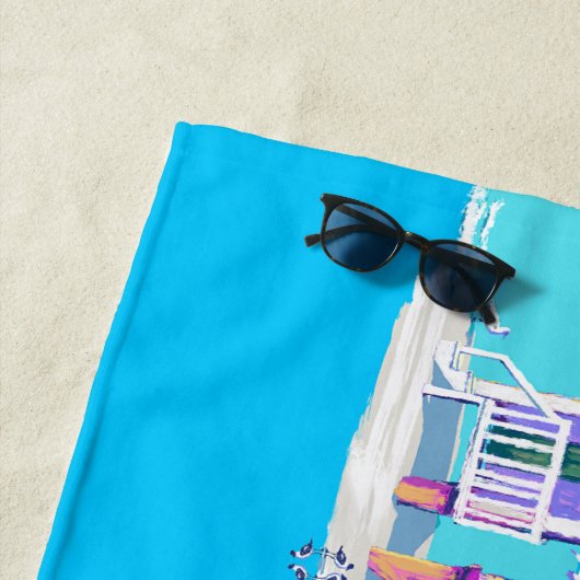 Serviette De Plage Conception de huttes de plage (En situation)