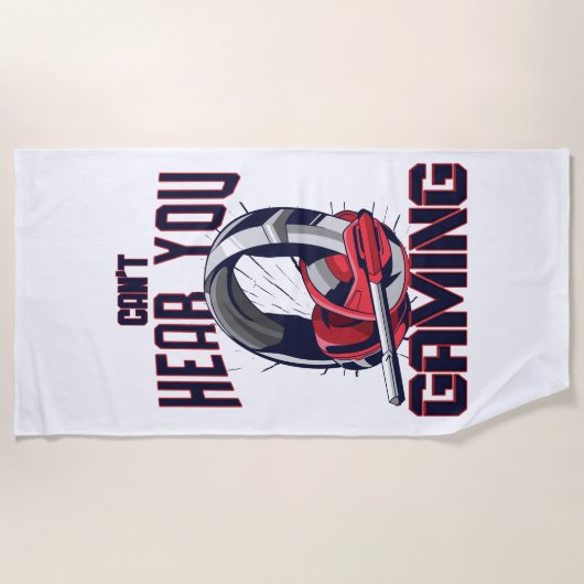 Serviette De Plage Conception de jeux avec casque (Devant)