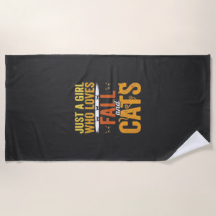 Serviette De Plage Conception de la fête des chats d'automne Hallowee