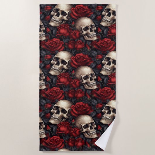 Serviette De Plage Conception de la série A Skull and Roses 10 (Devant)