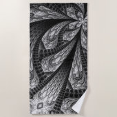 Serviette De Plage Conception de l'art numérique fractale argentée él (Devant)