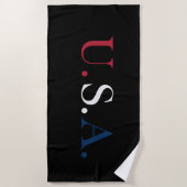Serviette De Plage Conception de lettrage rouge blanc et bleu des É.- (Devant)