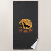 Serviette De Plage Conception de lune de Halloween de berger allemand (Devant)