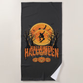 Serviette De Plage Conception de Lune de Skateboard d'Halloween Hallo (Devant)