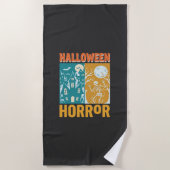 Serviette De Plage Conception de maison hantée Halloween Moon Skeleto (Devant)