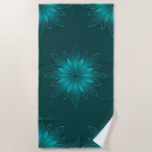 Serviette De Plage Conception de mandala à feuilles de teal sur fond  (Devant)