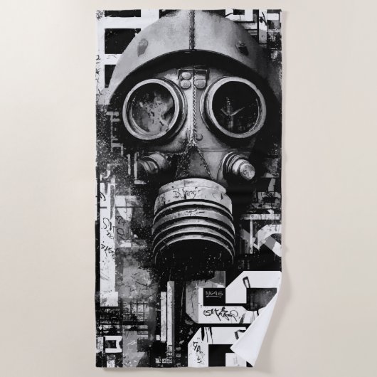 Serviette De Plage Conception de masque à gaz de jeu vidéo dans le st (Devant)