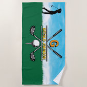 Serviette De Plage Conception de monogramme de golf sur mesure (Devant)
