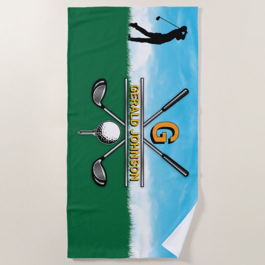 Serviette De Plage Conception de monogramme de golf sur mesure (Devant)