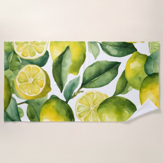 Serviette De Plage Conception de motif aquarelle citrons (Devant)