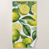 Serviette De Plage Conception de motif aquarelle citrons (Devant)