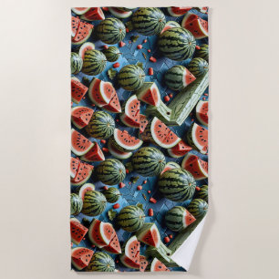 Serviette De Plage Conception de Motif de pastèque juteuse 2