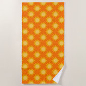 Serviette De Plage Conception de motif de soleil sur orange  (Devant)