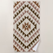 Serviette De Plage Conception de motif diamant aztèque Brun+Crème (Devant)