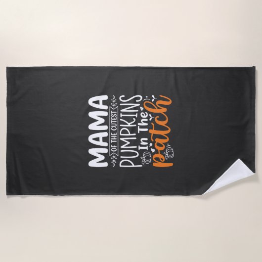 Serviette De Plage Conception de patch de citrouilles maman Halloween (Devant)