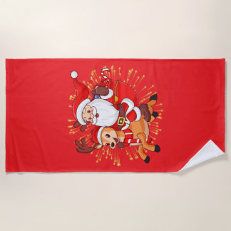 Serviette De Plage **"Conception de Père Noël ludique – Amusant et Fe