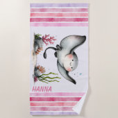 Serviette De Plage Conception de plage pour enfants de raie mignonne (Devant)