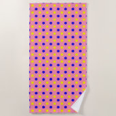 Serviette De Plage Conception de points polka rose bleu jaune (Devant)
