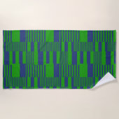 Serviette De Plage Conception de rayures patchwork bleu vert (Devant)