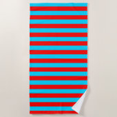 Serviette De Plage Conception de rayures rouges et bleues (Devant)