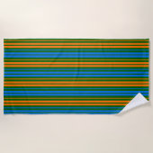 Serviette De Plage Conception de rayures verticales orange bleu vert (Devant)