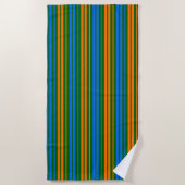 Serviette De Plage Conception de rayures verticales orange bleu vert (Devant)