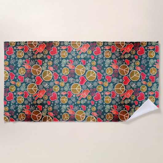 Serviette De Plage Conception de signe de pacifisme de hippie de (Devant)