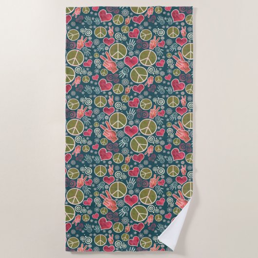 Serviette De Plage Conception de signe de pacifisme de hippie de (Devant)