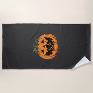 Serviette De Plage Conception de silhouette de citrouille Halloween B