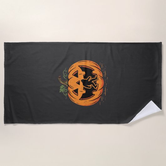 Serviette De Plage Conception de silhouette de citrouille Halloween B (Devant)