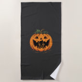 Serviette De Plage Conception de silhouette de citrouille Halloween B (Devant)