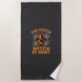 Serviette De Plage Conception de sorcière de nuit d'Halloween de pomp (Devant)