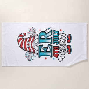 Serviette De Plage Conception de T-shirt Gnome Patriotique ER 4 juill